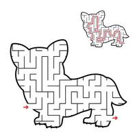 Abstract maze. Game for kids. Puzzle for children. Labyrinth conundrum. Find the right path. Education worksheet. With answer. vector