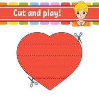 Cut and play. Logic puzzle for kids. Education developing worksheet. Learning game. Activity page. Cutting practice for preschool. Simple flat isolated vector illustration in cute cartoon style.