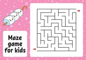 Maze game for kids. Funny labyrinth. Activity worksheet. Puzzle for children. cartoon style. Logical conundrum. Color vector illustration.