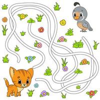 Funny maze for kids. Puzzle for children. cartoon character. Labyrinth conundrum. Color vector illustration. Find the right path.