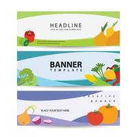 Natural fruit vitamins complex vector banners of organic food design