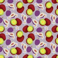 Seamless background with a pattern of ripe delicious sliced kiwi. Seamless pattern texture design. vector
