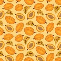 Apricot seamless pattern. fruit and sliced pieces. Summer tropical endless background. vector