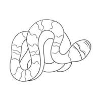 serpiente venenosa enroscada. ilustración vectorial de un reptil. reptil en estilo lineal monocromático dibujado a mano.