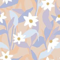Vector pastel color flower and leaf illustration seamless repeat pattern fashion and home decor fabric print digital artwork