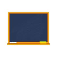 School board with chalk and sponge, chalkboard with wooden frame isolated on white background. Empty  black blackboard for classroom or restaurant menu vector