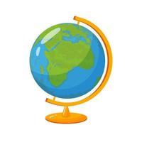 School globe Vector Illustration. Model of Planet Earth with Map of World Icon Isolated on white.