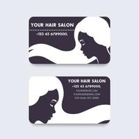 Business card design for hair salon with long haired girl, vector