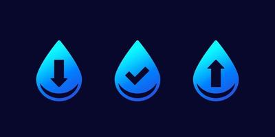iconos de nivel de agua, bajo, normal y alto vector