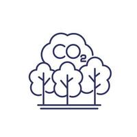 carbon offset, co2 reduction line icon vector