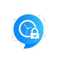 lock and time icon with a clock, vector