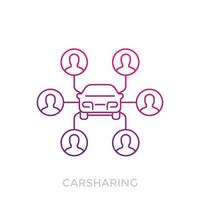 carsharing icon on white, linear vector