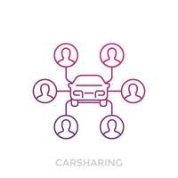 carsharing icon on white, linear vector