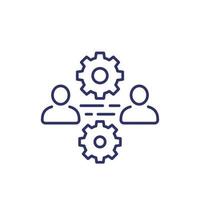 team interaction and management line icon vector