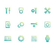 settings, configuration, development, engineering, service icons set vector