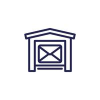icono de línea de almacén de correo en blanco vector
