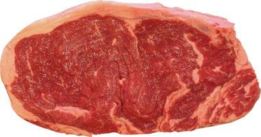 raw meat steak sirloin, sliced, cutting on white bckground photo