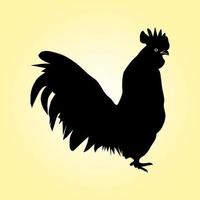 Chicken vector illustration with silhouette. Isolated on white background.