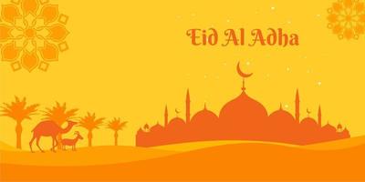 eid al adha orange background for the concept with copy space vector