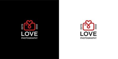 Love photography logo with line art style vector