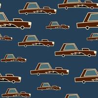 Hand drawn sportcar seamless pattern in doodle style. Transport wallpaper. vector