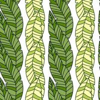 Simple tropical palm leaves seamless pattern. Linear exotic botanical texture. vector