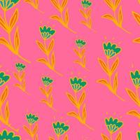 Cute flower seamless pattern in stylized folk style. Hand drawn elegant botanical background. vector