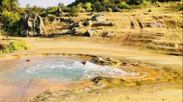 Natural hot springs in Jermuk mountains outdoors. Hidden gems sightseeing Armenia. video