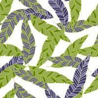 Simple tropical palm leaves seamless pattern. Linear exotic botanical texture. vector