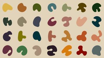 Set of abstract fluid or liquid blob shape elements isolated on brown background flat design minimal style vector