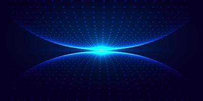 Esfera de partículas de puntos brillantes azules 3d abstractos con iluminación sobre tecnología de fondo azul oscuro vector
