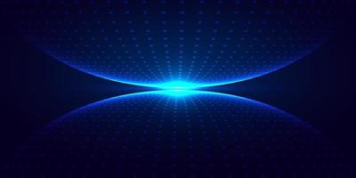Abstract 3D blue glowing dots particles sphere with lighting on dark blue background technology vector