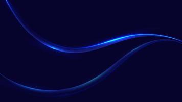 Abstract blue shiny glowing wave moving lines with lighting effect design elements on dark background vector