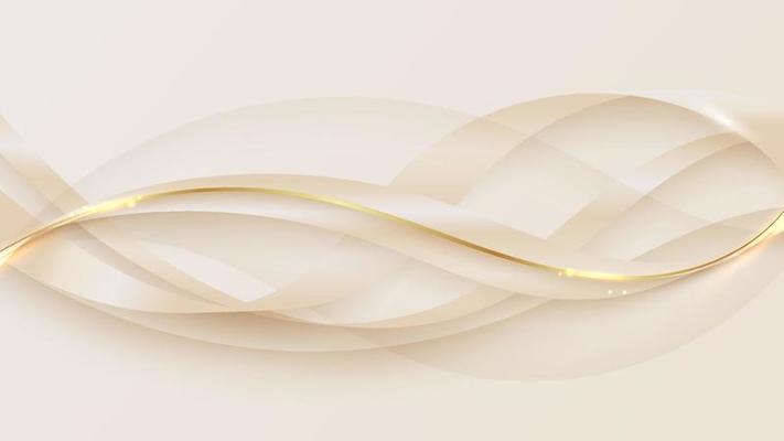 Abstract luxury style golden wave lines on white background