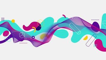 Abstract fluid shapes with wave lines and geometric elements on white background vector