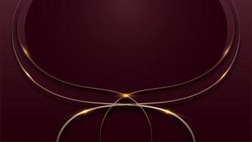 Abstract 3D red wave shapes layer and golden lines vector