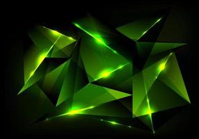 concepto de tecnología futurista abstracto con patrón poligonal verde e iluminación brillante sobre fondo oscuro vector