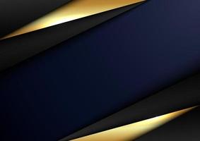 Abstract elegant template black and gold triangle overlapping dimension on dark blue background luxury style vector