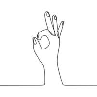 continuous line drawing on hand gestures vector