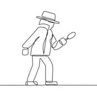 continuous line drawing on detective vector
