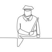 continuous line drawing on police vector