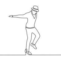 dibujo de línea continua en alguien que está bailando vector