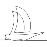 continuous line drawing on boat vector