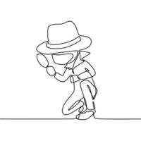 continuous line drawing on detective vector