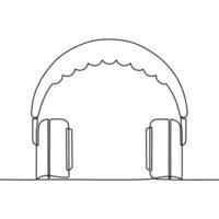 continuous line drawing on headphone vector