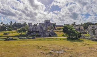 Tulum Quintana Roo Mexico 2022 Ancient Tulum ruins Mayan site temple pyramids artifacts seascape Mexico. photo