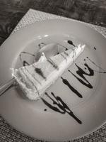 Plate of cheesecake in restaurant PapaCharly Playa del Carmen Mexico. photo