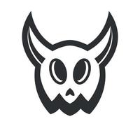 Doodle Devil Skull Illustration Cartoon Concept Vector. Suitable For Logo, Wallpaper, Banner, Background, Card, Book Illustration, T-Shirt Design, Sticker, Cover vector