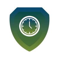 elemento de icono de plantilla de diseño de degradado de logotipo de escudo de reloj vector