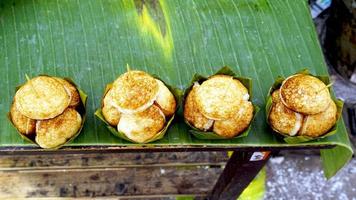 Coconut Rice Cake on banana packaging photo